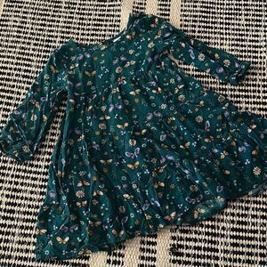 Jumping Beans Size 2T Green Floral print Long Sleeve Dress